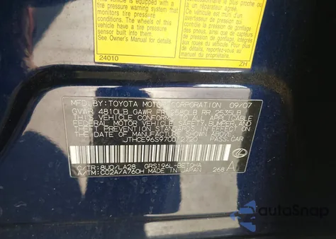 2007 Lexus Gs 350 from USA, damaged, VIN JTHCE96S970012720